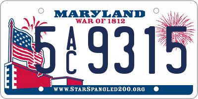 MD license plate 5AC9315