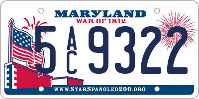 MD license plate 5AC9322