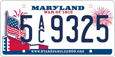 MD license plate 5AC9325