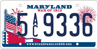 MD license plate 5AC9336