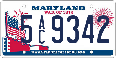 MD license plate 5AC9342