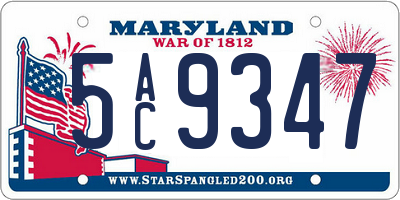 MD license plate 5AC9347