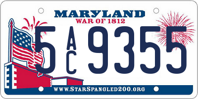 MD license plate 5AC9355