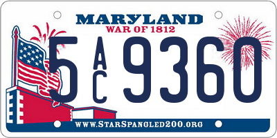 MD license plate 5AC9360