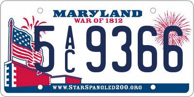 MD license plate 5AC9366