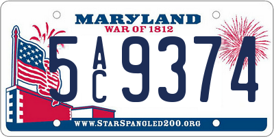 MD license plate 5AC9374