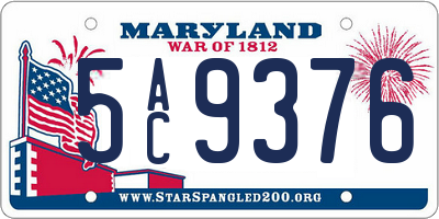 MD license plate 5AC9376