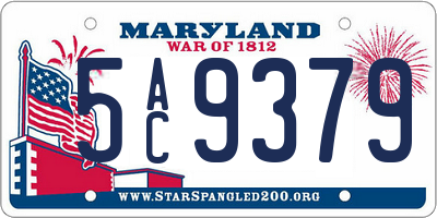 MD license plate 5AC9379