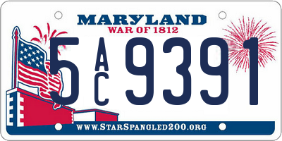MD license plate 5AC9391