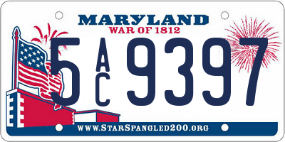MD license plate 5AC9397
