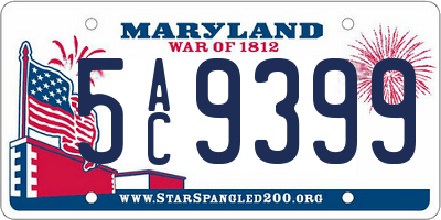 MD license plate 5AC9399