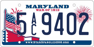 MD license plate 5AC9402