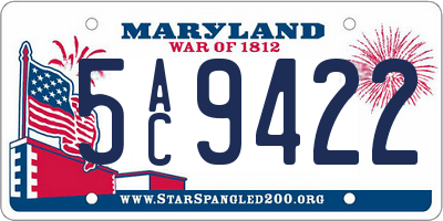 MD license plate 5AC9422
