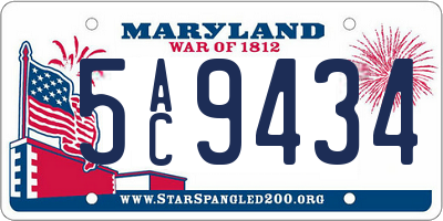 MD license plate 5AC9434