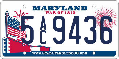 MD license plate 5AC9436