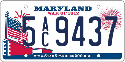 MD license plate 5AC9437