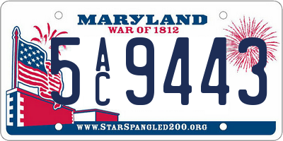 MD license plate 5AC9443