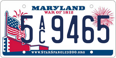 MD license plate 5AC9465