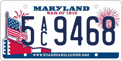 MD license plate 5AC9468