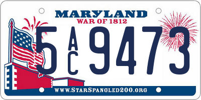MD license plate 5AC9473