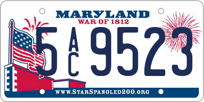 MD license plate 5AC9523
