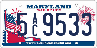 MD license plate 5AC9533