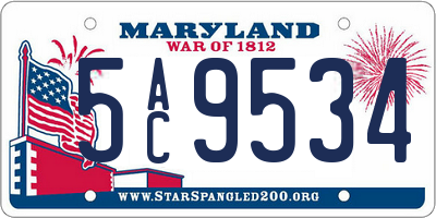 MD license plate 5AC9534
