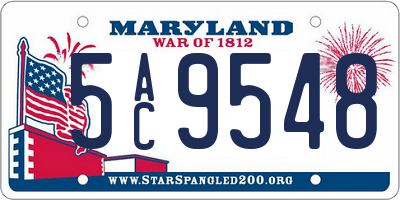 MD license plate 5AC9548