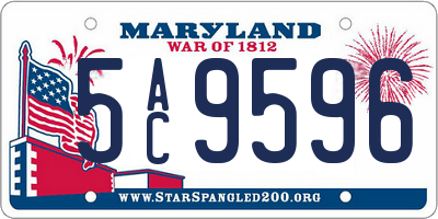 MD license plate 5AC9596