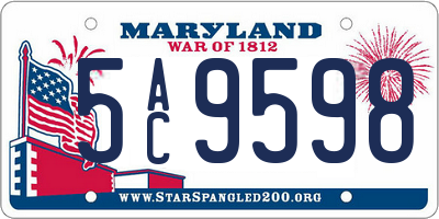 MD license plate 5AC9598