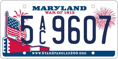 MD license plate 5AC9607