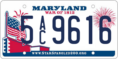 MD license plate 5AC9616