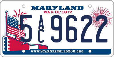 MD license plate 5AC9622