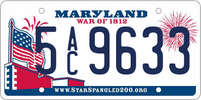 MD license plate 5AC9633