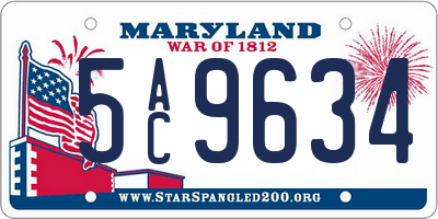MD license plate 5AC9634