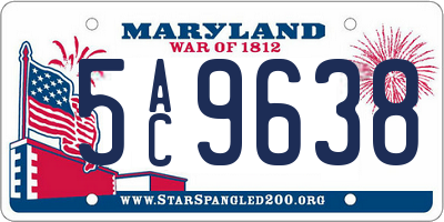 MD license plate 5AC9638