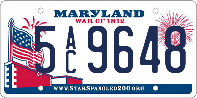 MD license plate 5AC9648
