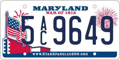 MD license plate 5AC9649