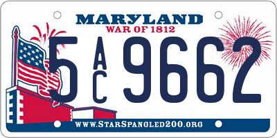 MD license plate 5AC9662