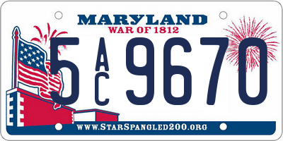 MD license plate 5AC9670