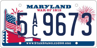 MD license plate 5AC9673