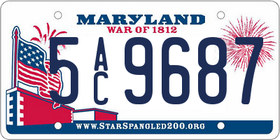 MD license plate 5AC9687
