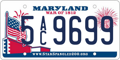 MD license plate 5AC9699