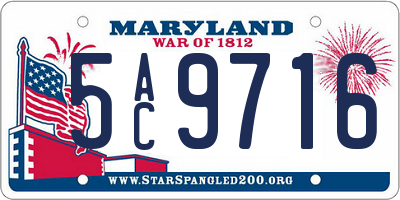 MD license plate 5AC9716