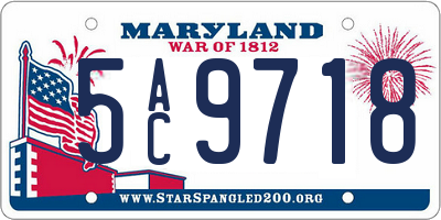 MD license plate 5AC9718