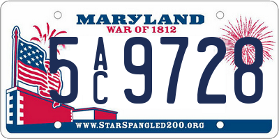 MD license plate 5AC9728