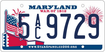 MD license plate 5AC9729