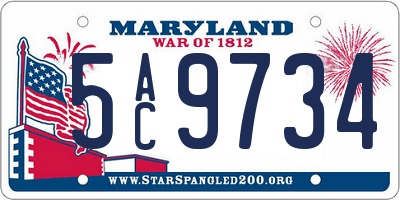 MD license plate 5AC9734