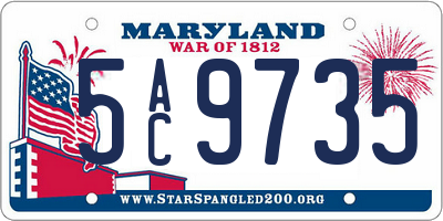 MD license plate 5AC9735