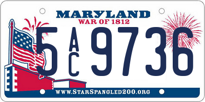 MD license plate 5AC9736